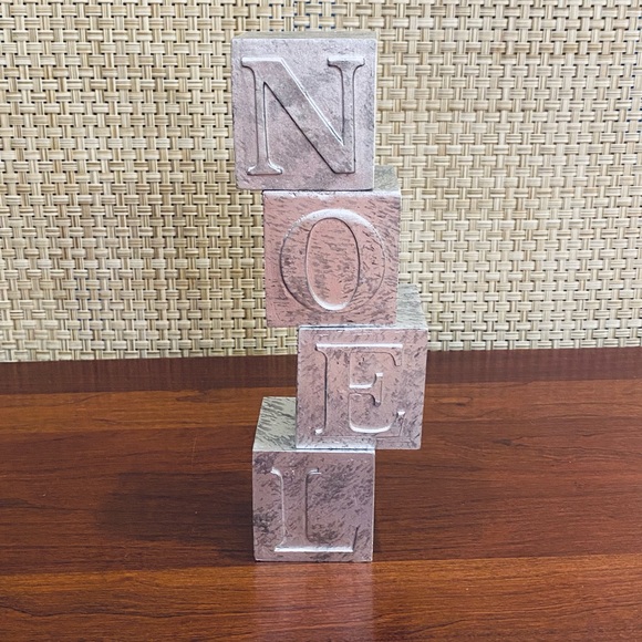 🎄NIB NOEL Vintage Style Silver Tabletop Decor Blocks - Picture 4 of 7